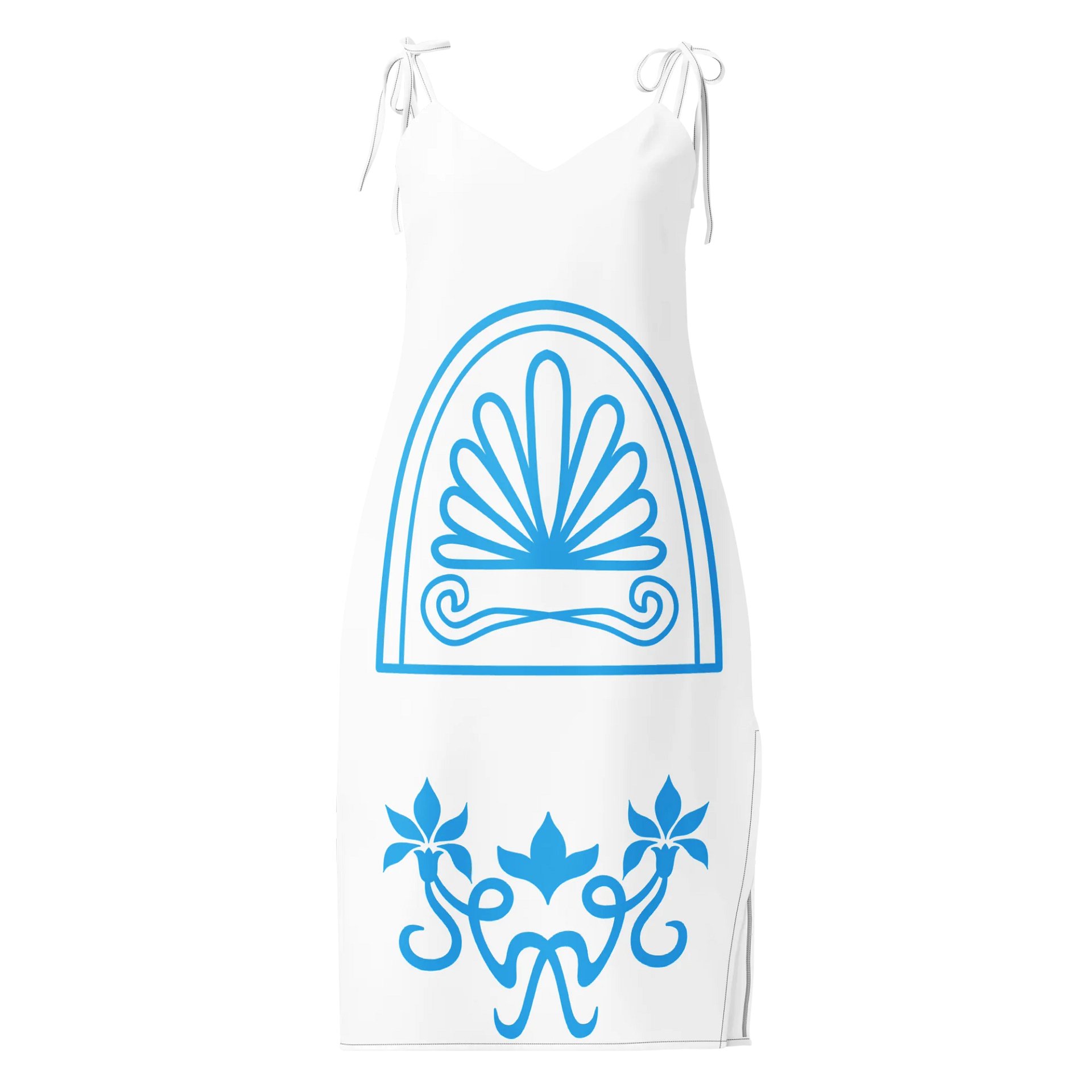 Blue white pattern dress product image (2)
