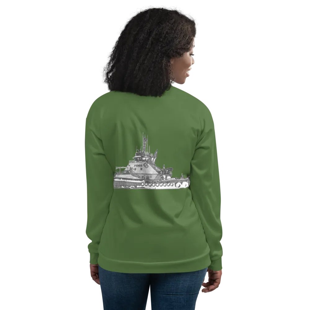 Foss Tugboat Sketch Green Bomber Jacket product image (12)