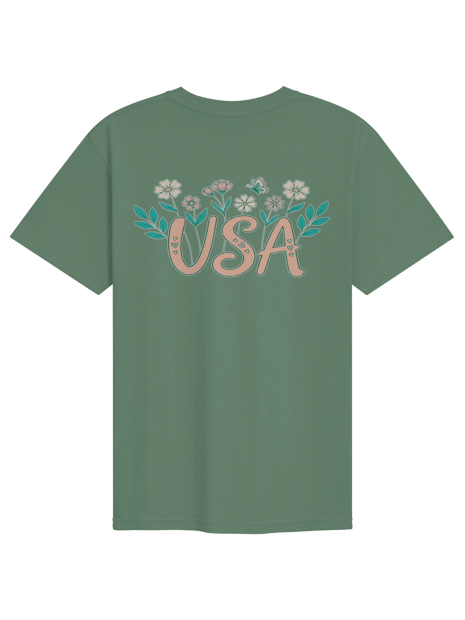 USA Floral Comfort Colors T-Shirt – 4th of July Front Pocket & Back Graphic Tee product image (9)