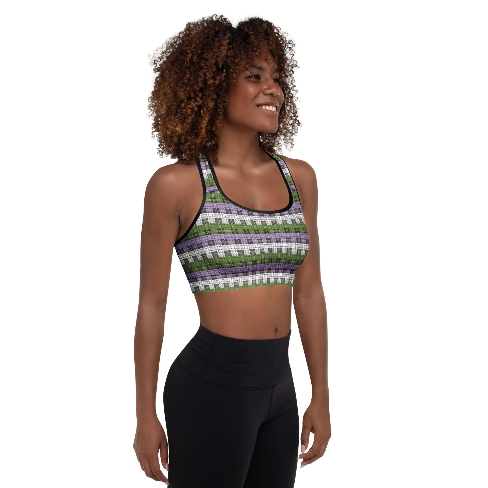 Genderqueer Pride Plaid Padded Sports Bra product image (6)