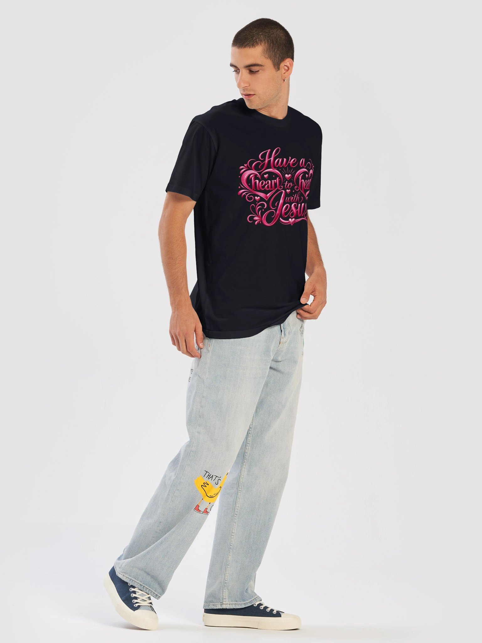 Hot Pink — Have a Heart-to-Heart with Jesus | Then Watch GOD Move Hot Pink Christian Premium Unisex T-Shirt product image (5)