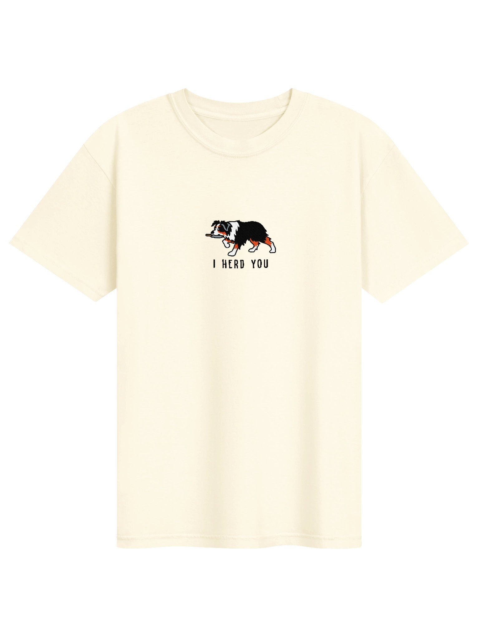 I Herd You Funny Chibi-Style Embroidered T-Shirt for Australian Shepherd(Tricolor) Owners product image (109)