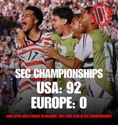 BREAKING: The US still holds a substantial lead in SEC championships and Super Bowls…

#worldcup #usa