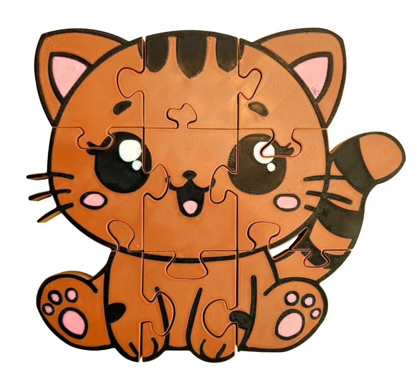 Kitten Jigsaw Puzzle, 3D-Printed Chunky Educational Toy for Toddlers & Kids, Montessori Learning, Floor Play product image (1)