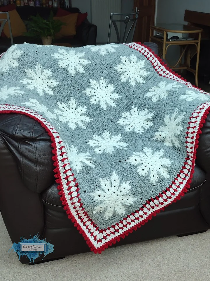 Winter Snowflake Crochet Afghan Pattern | Granny Square Blanket (PDF) product image (1)