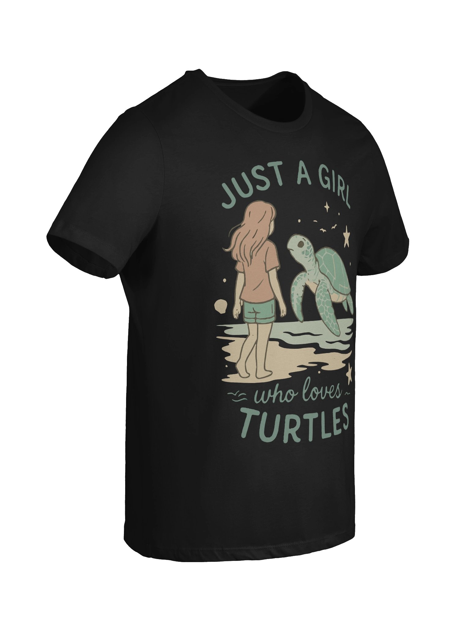 Retro Ocean Design with Girl and Sea Turtle – Cute Pastel Beach Scene for Marine Life Lovers product image (8)