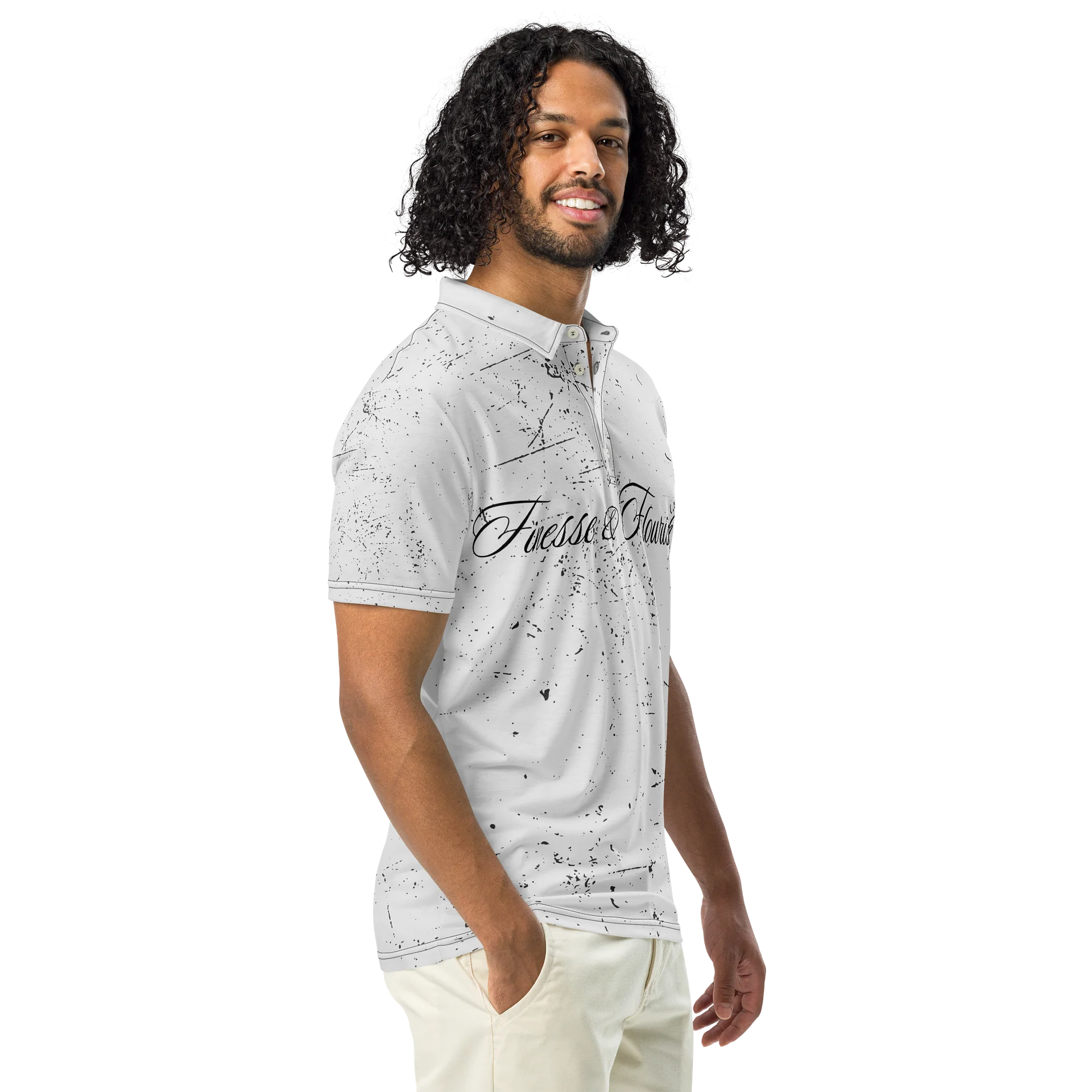 F&F Big Script Concrete Slim Fit Polo Shirt product image (1)