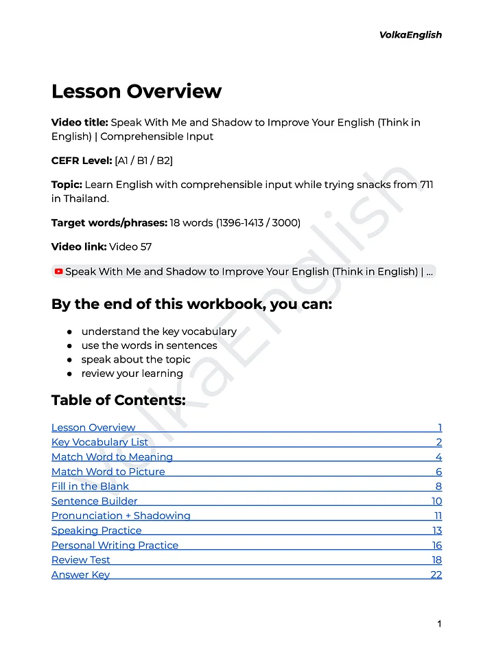 Speak With Me and Shadow to Improve Your English (Think in English) | Comprehensible Input - Video 57 Study Pack product image (2)