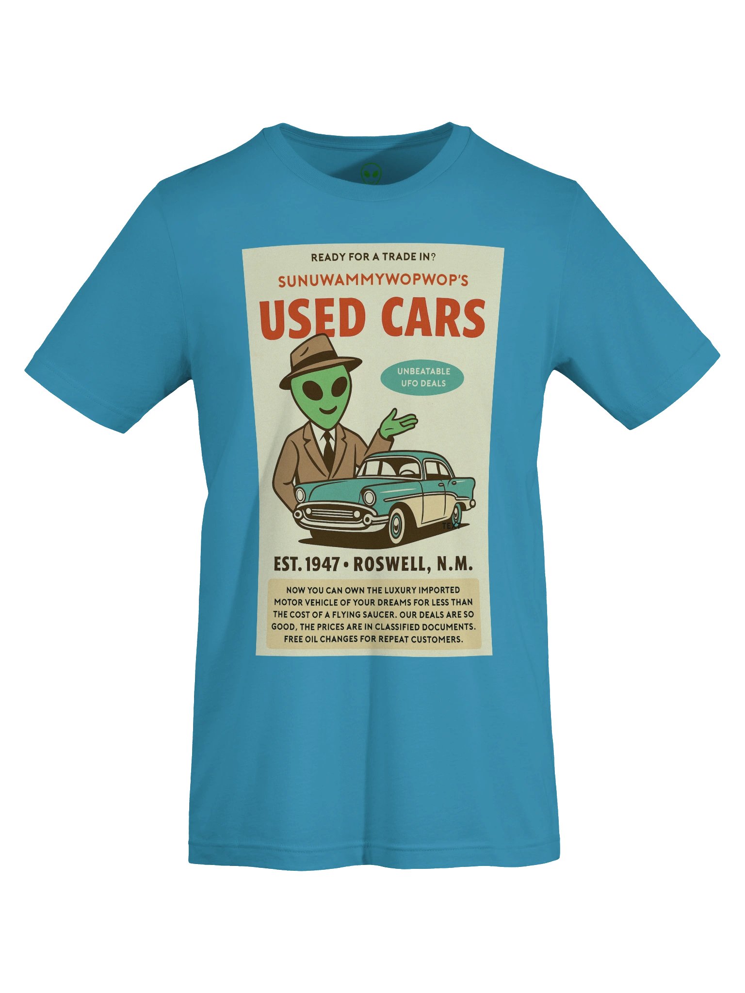 Used Car Dealership Roswell Aliens 1950's Retro Concert Tee Fit Unisex T-Shirt product image (19)