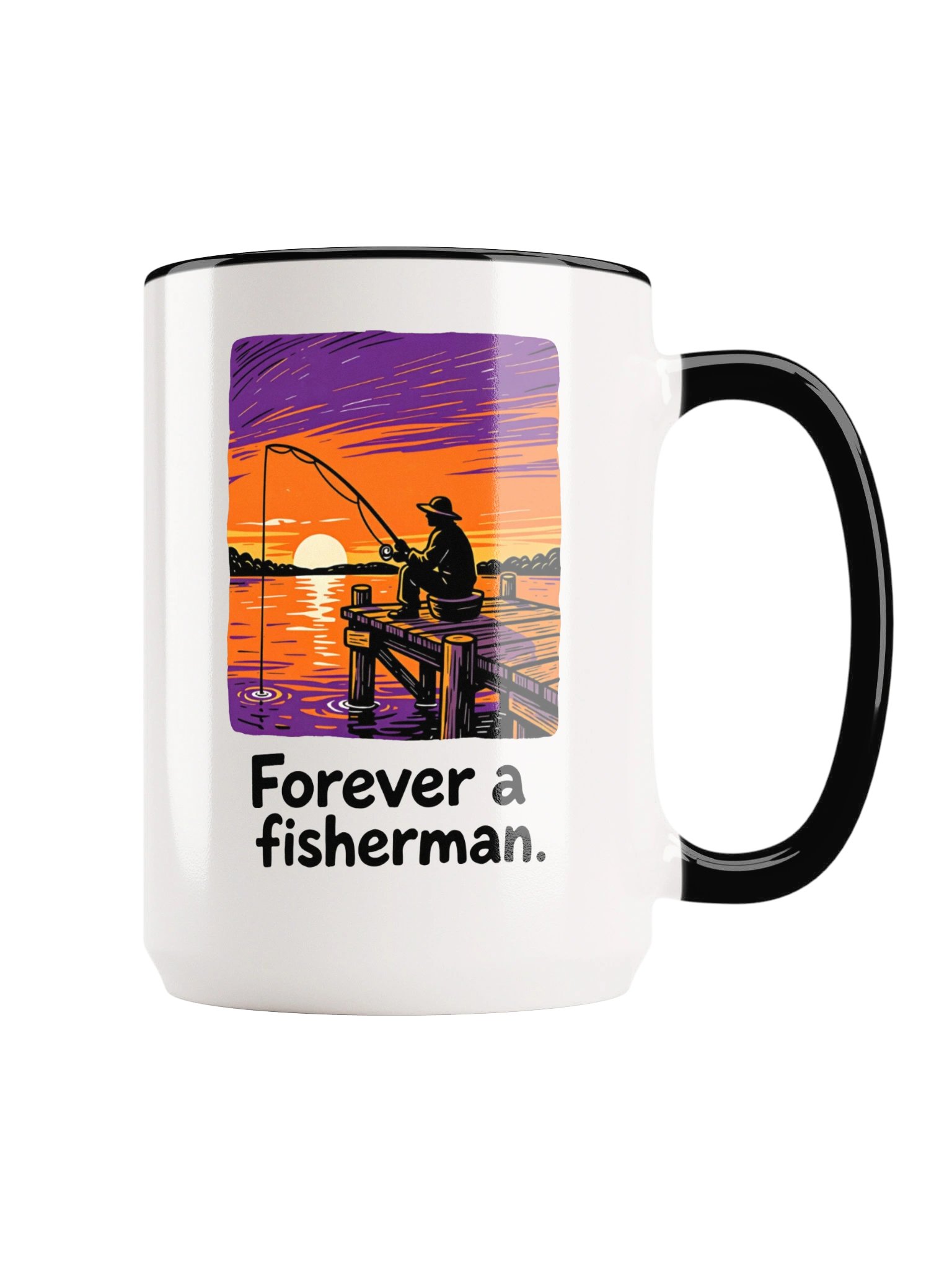 Ceramic 15 oz Mug: "Forever a fisherman." product image (1)