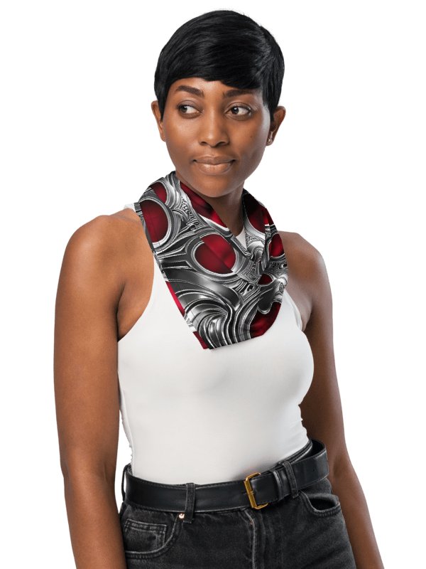 Bold Metallic Silver & Red Bandana product image (2)