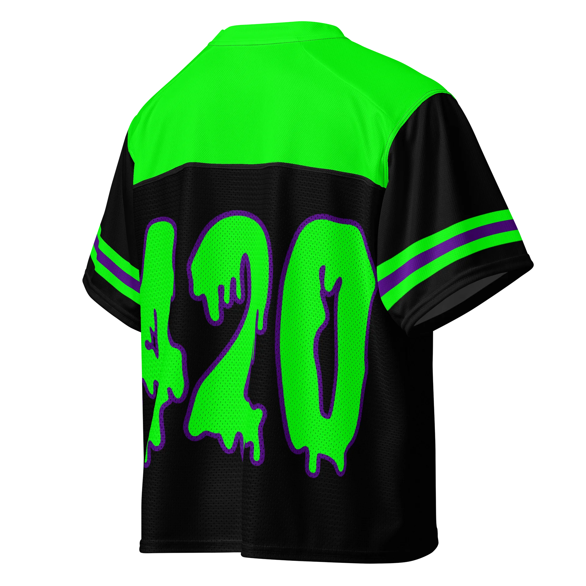 420 Cannabis Boxy Football Jersey, Goth Rave Shirt, Black Neon Green Weed EDM Wear, Stoner Music Festival Fashion, Alternative Raver Top product image (4)