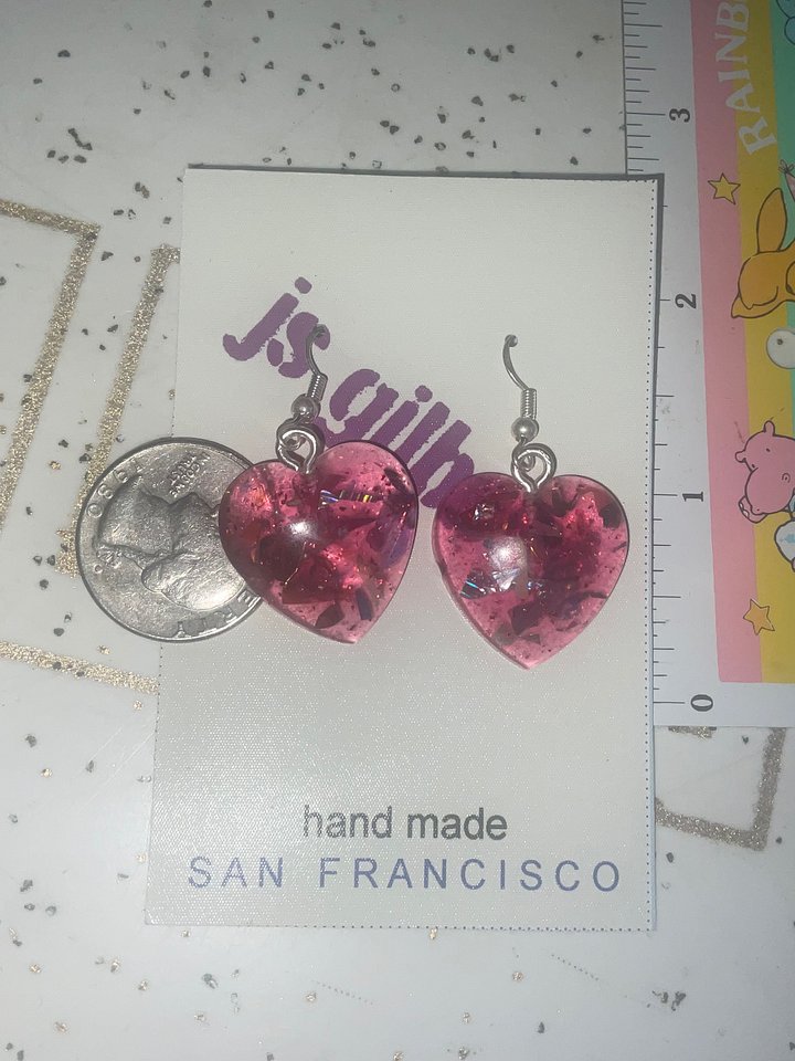 Red Heart Hologram dangle earrings product image (2)