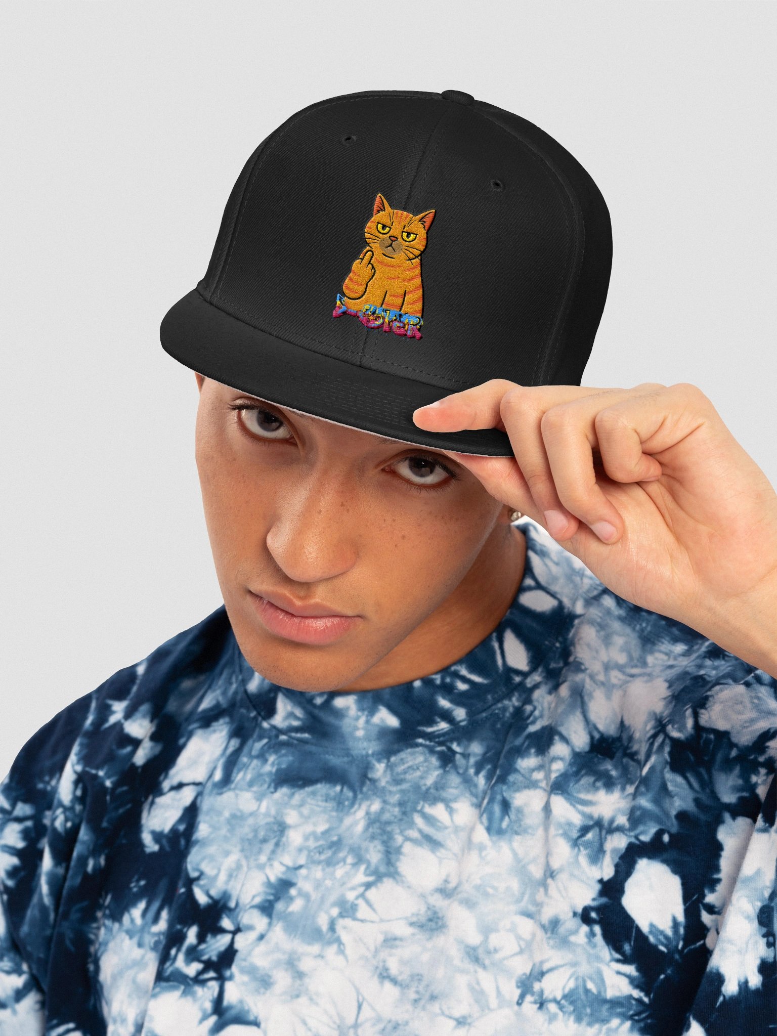 Dcyfer Cat Middle Finger Snapback Cap product image (29)