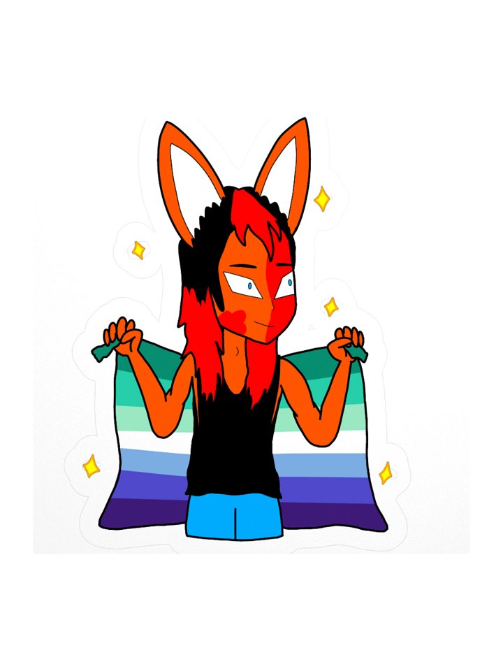 Gay flag kiss cut sticker (featuring Jianwei) product image (1)
