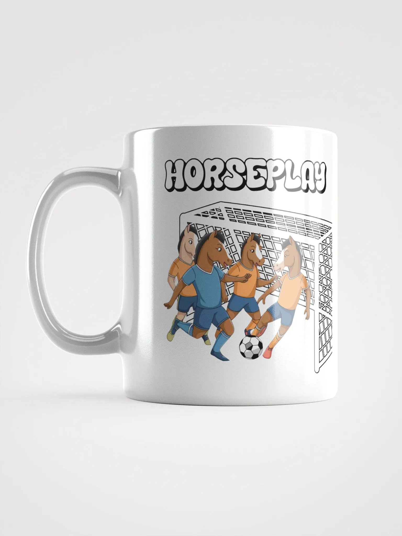 Horseplay - Horses Playing Soccer - Funny Wordplay White Coffee Mug product image (7)
