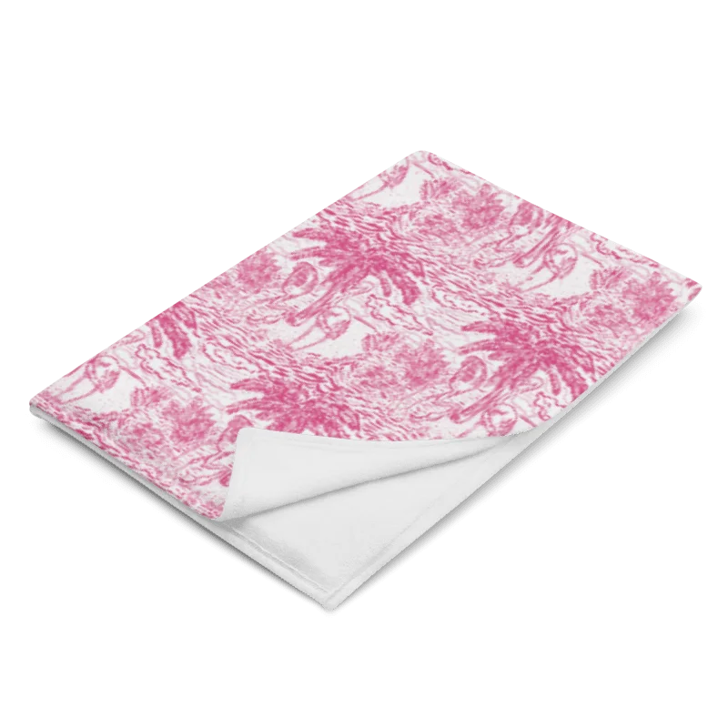 Flamingo Fancy Toile Throw Blanket | Pink on White Tropical Toile with Cheeky Flamingos | by Monique Faella Designs™ product image (5)