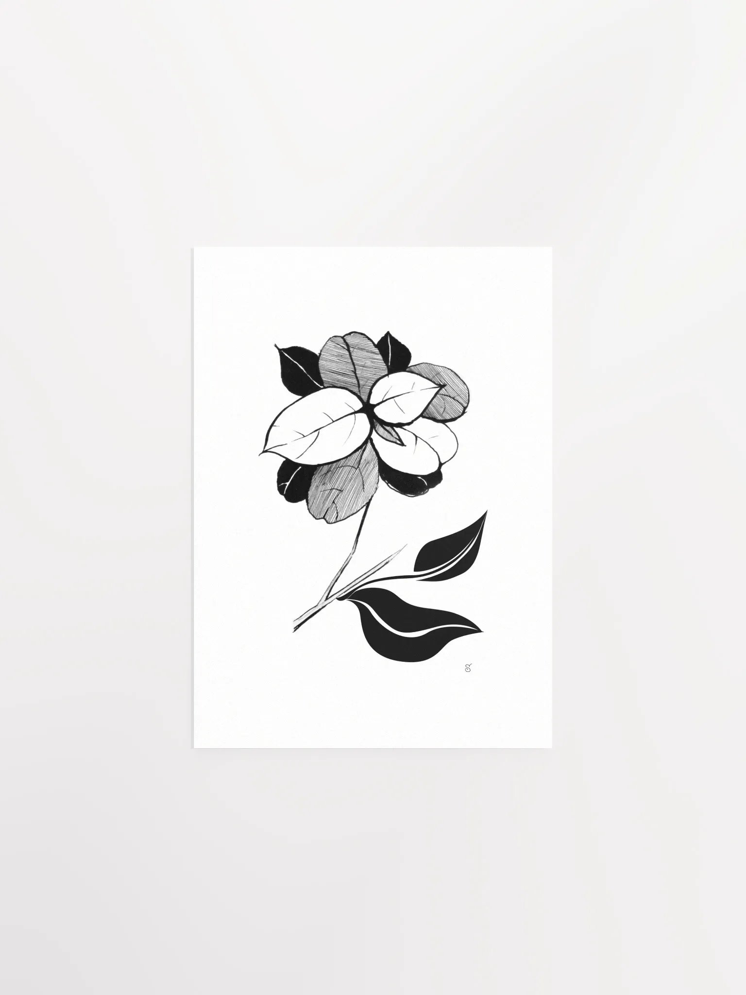 Stylized Monochrome Floral Poster - Stylish Leaves product image (1)