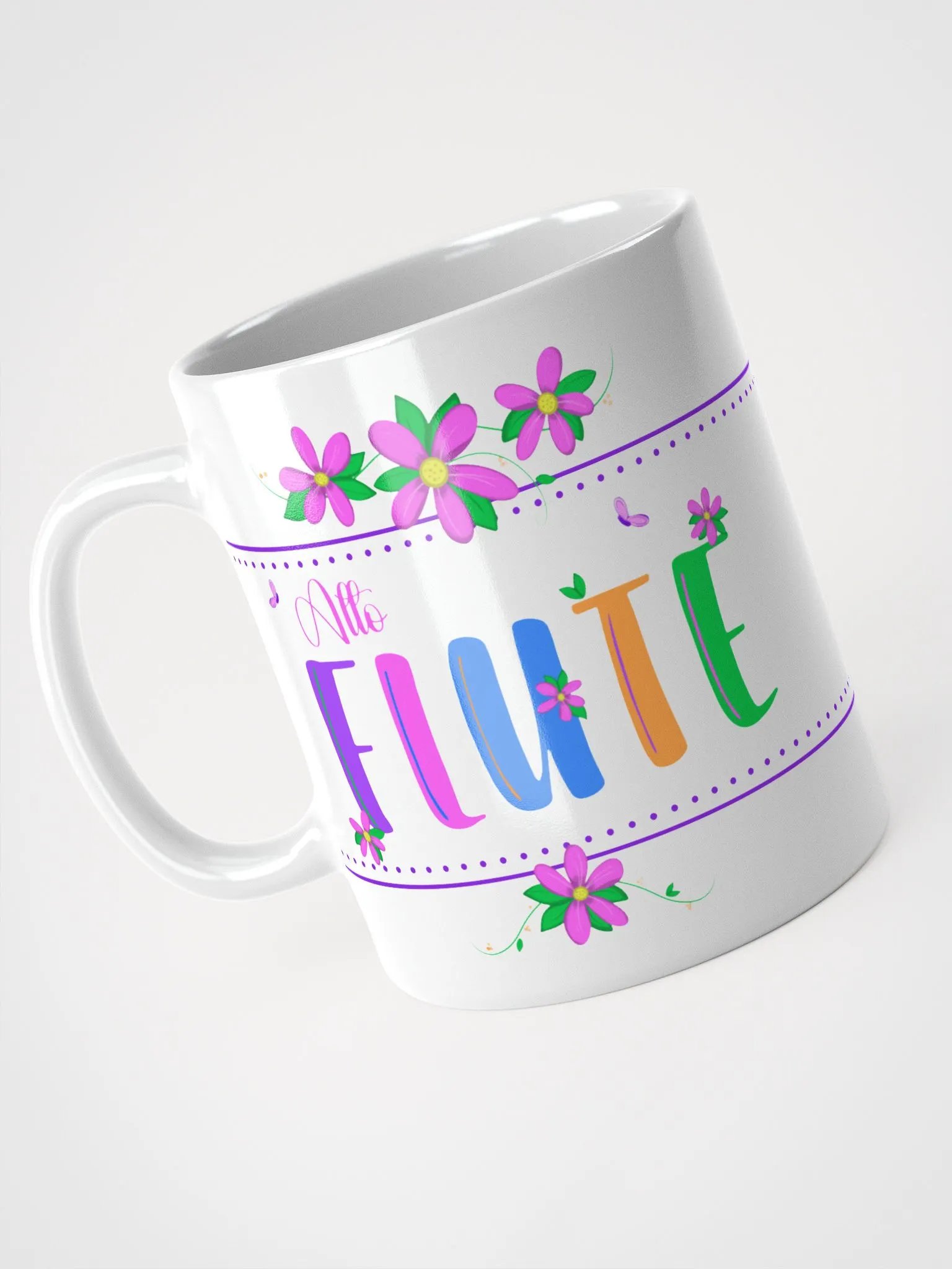 Floral Flutes White Glossy Mug - Concert Flute product image (3)