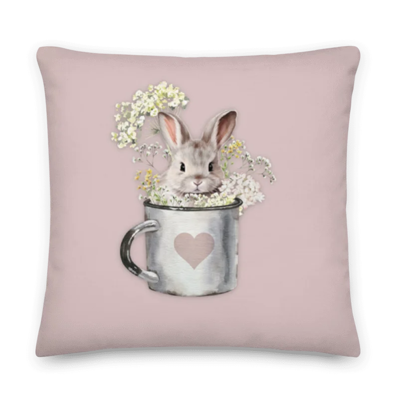 Bunny in A Mug - Blush Rose Pillow product image (5)