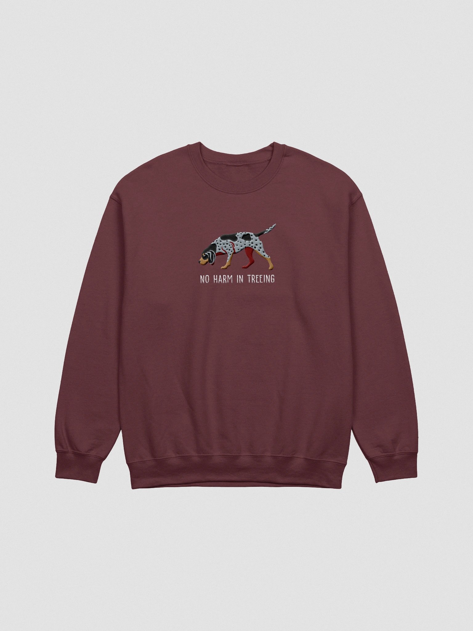 No Harm in Treeing Sweatshirt (Embroidered) of a Bluetick Coonhound product image (4)