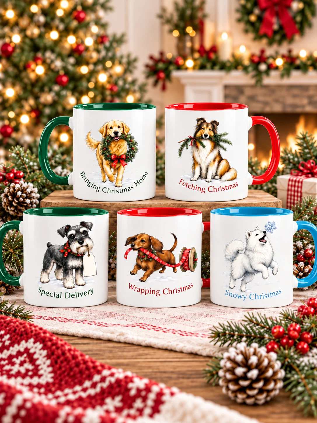 Christmas Dog Lover Mug Gift Set – 5 Holiday Coffee Mugs product image (1)