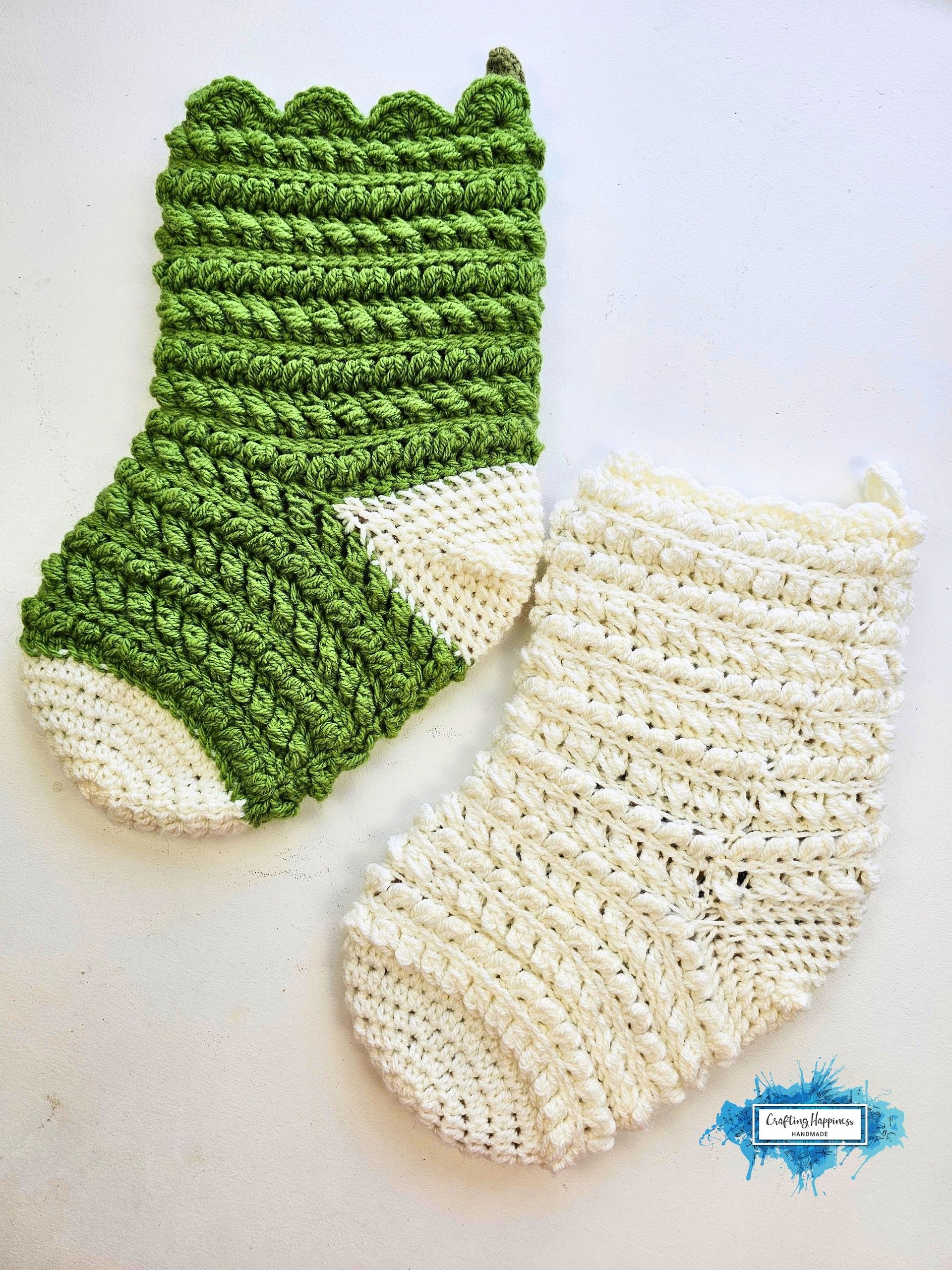 CROCHET PATTERNS + VIDEO | Christmas Stocking Pattern pdf | Moon Fern Christmas Collection | Textured Holiday Sock | Mantel Decor product image (3)