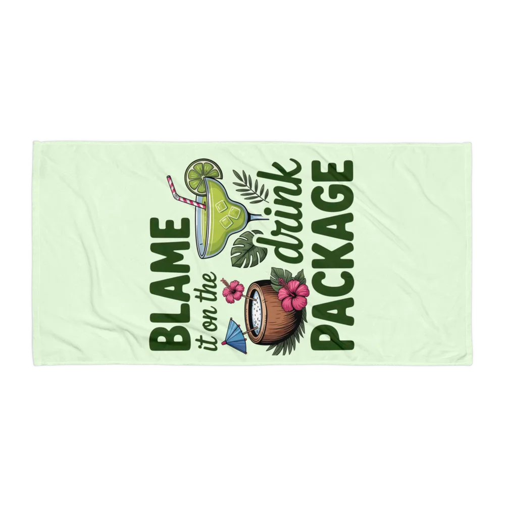 Blame It on the Drink Package Beach Towel | Cruise and All Inclusive Vacation Towel product image (1)