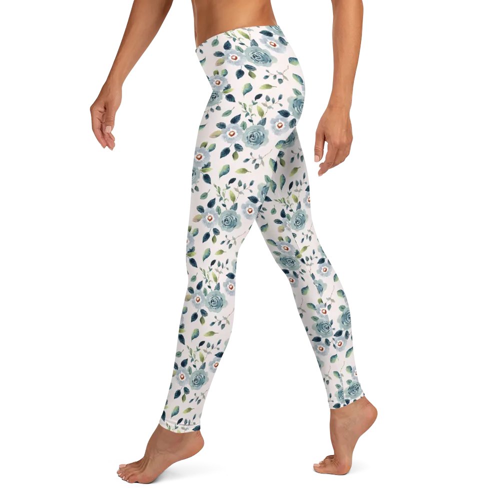 Blue Floral Pattern Womens Leggings product image (3)