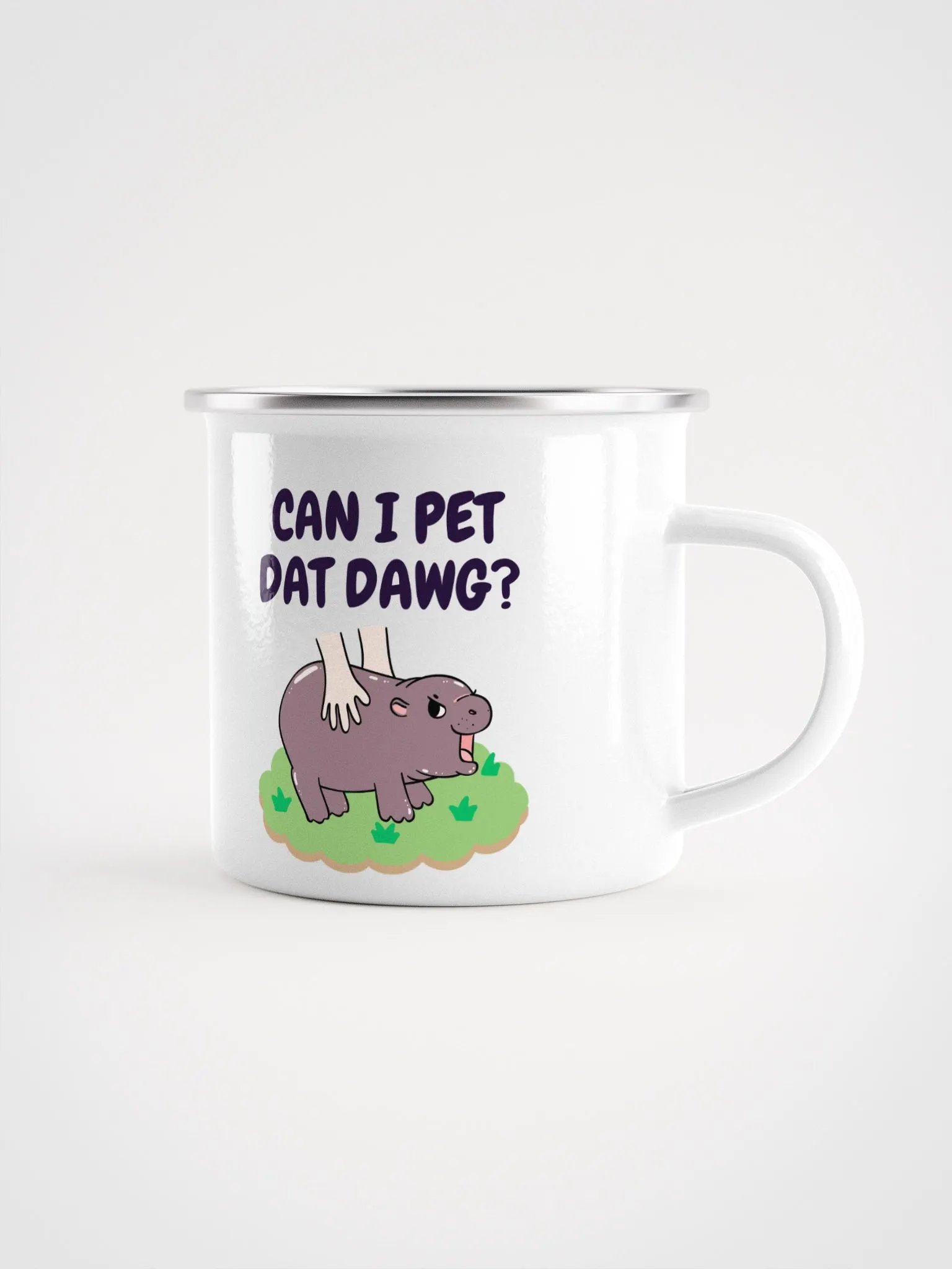 MOODENG'S CAN I PET DAT DAWG? ENAMEL MUG product image (1)