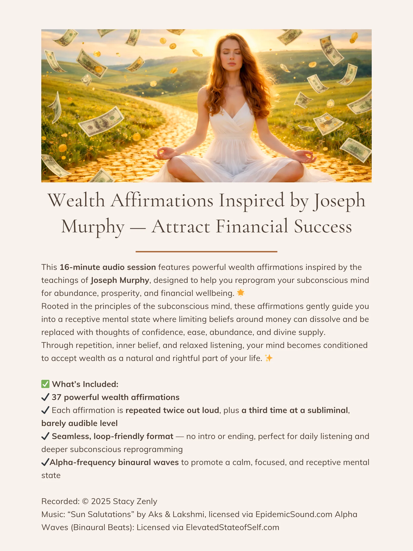 Wealth Affirmations — Attract Financial Success | MP3 Download product image (2)