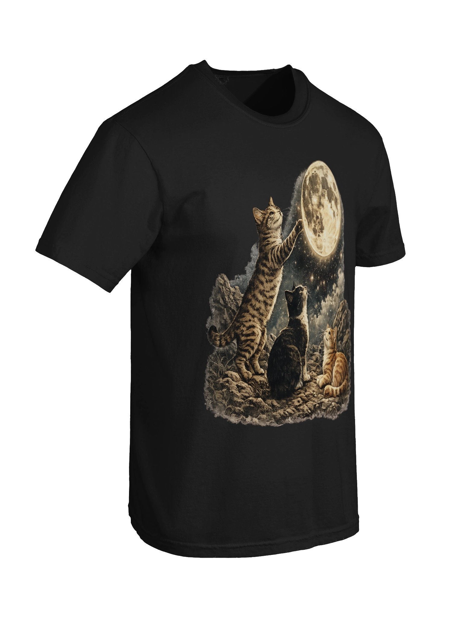 Moonlit Cats T-Shirt | Celestial Full Moon Vintage product image (4)