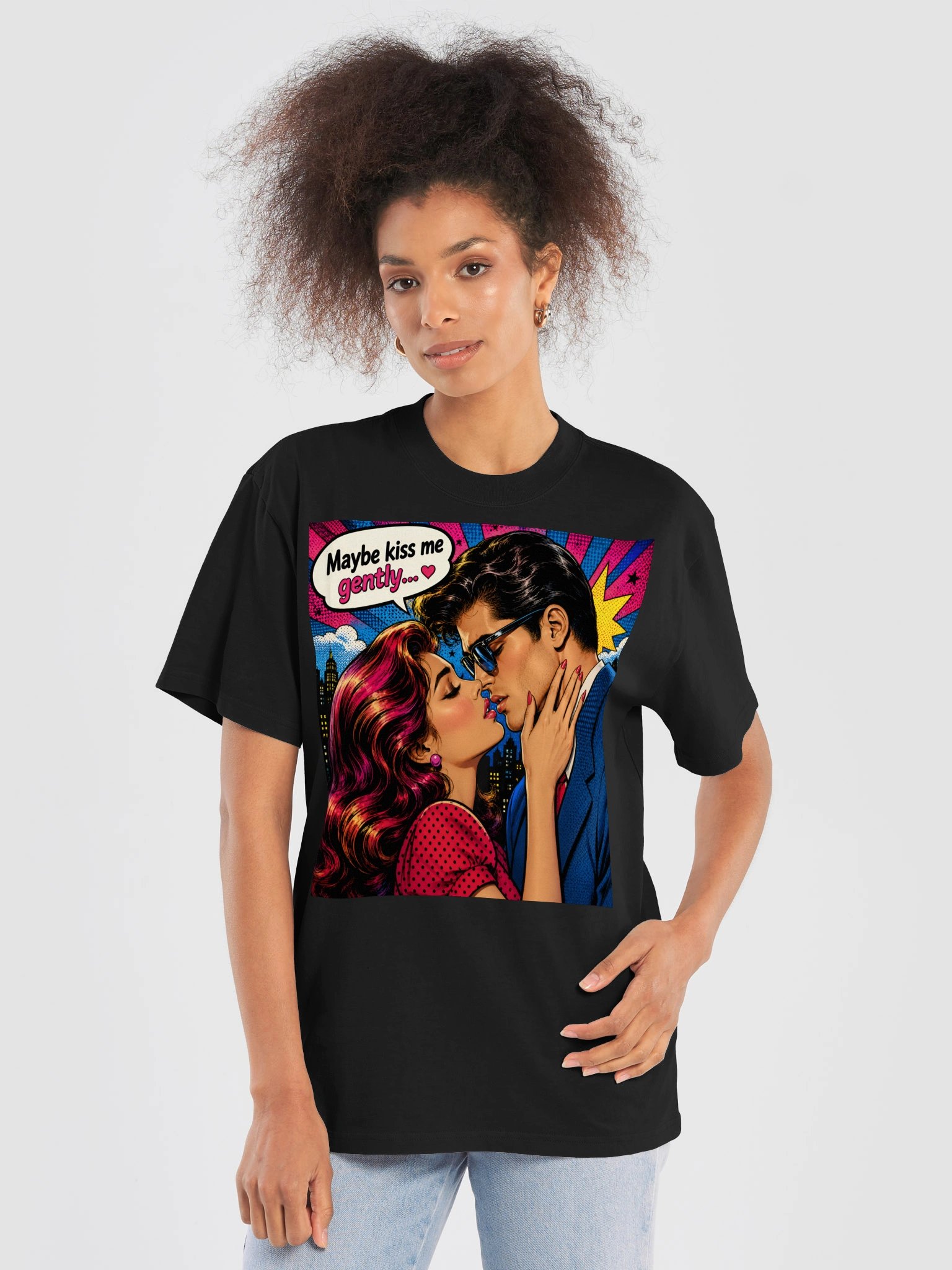 MAYBE KISS ME GENTLY ❤️ VINTAGE COMIC ROMANCE T-SHIRT product image (6)