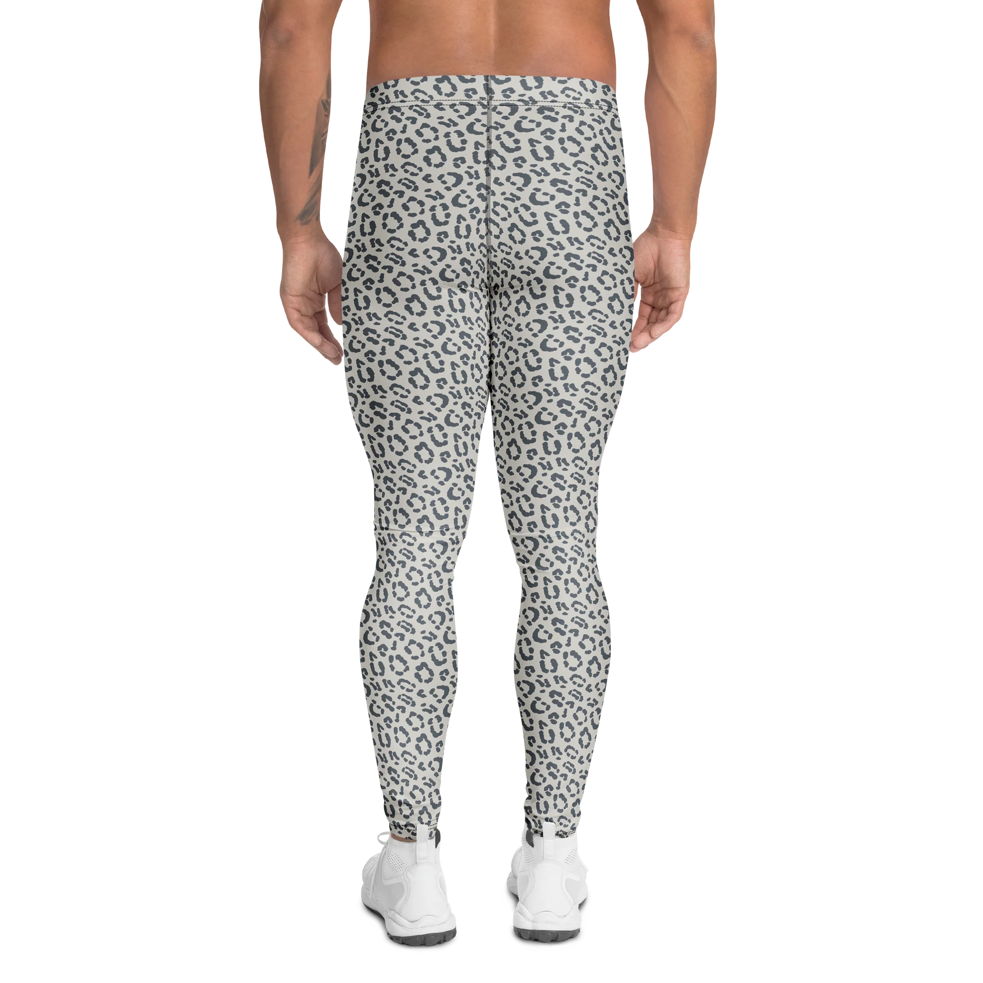 Comfortable Men's Leggings Bold Gray Leopard Print product image (2)
