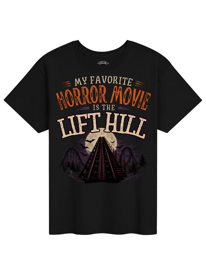 Lift Hill Horror Night Coaster Tee – Full Moon Thrill Ride Shirt product image (1)