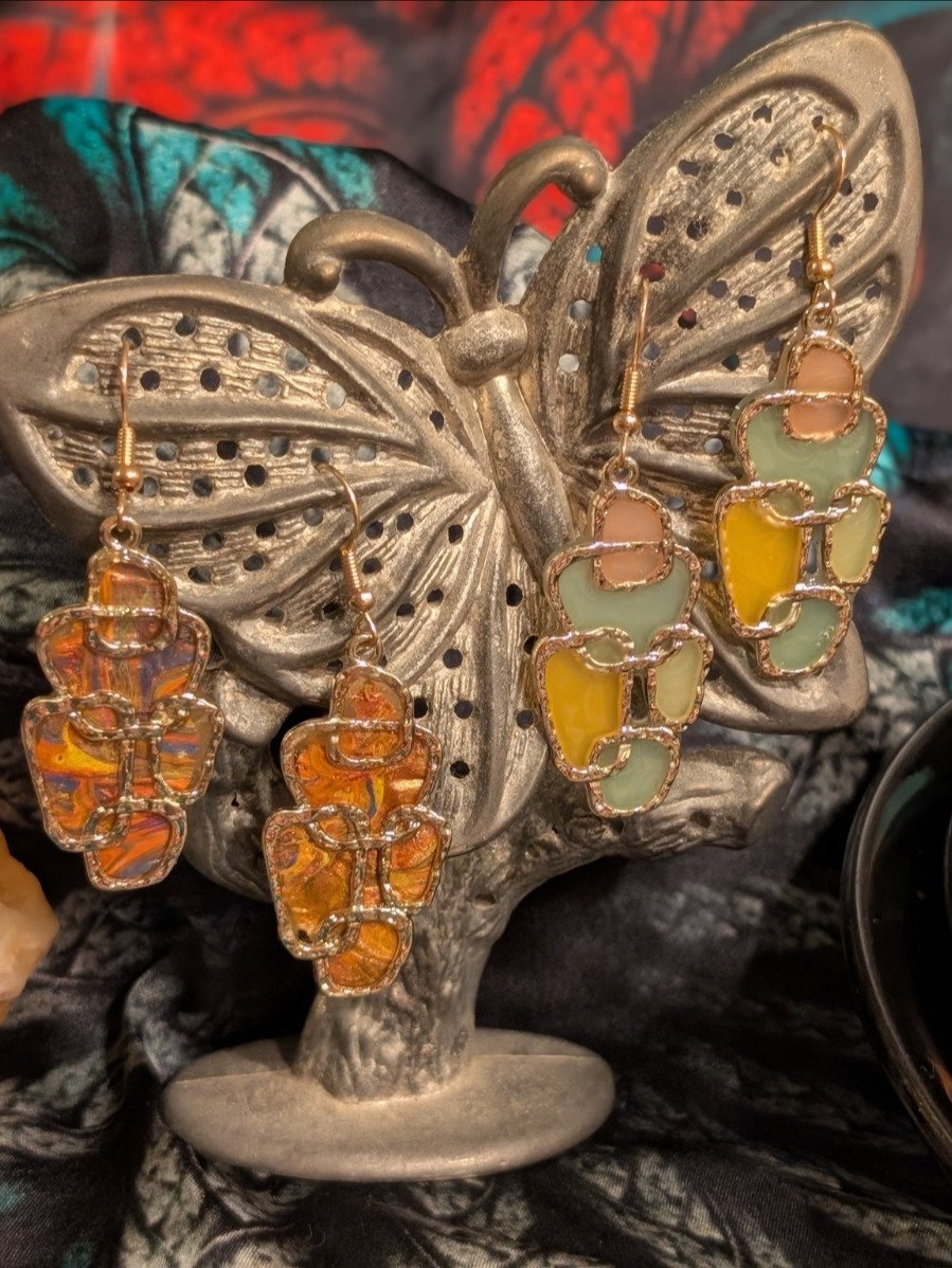 Sunset Static: Abstract Paint Skin Drop Earrings product image (3)