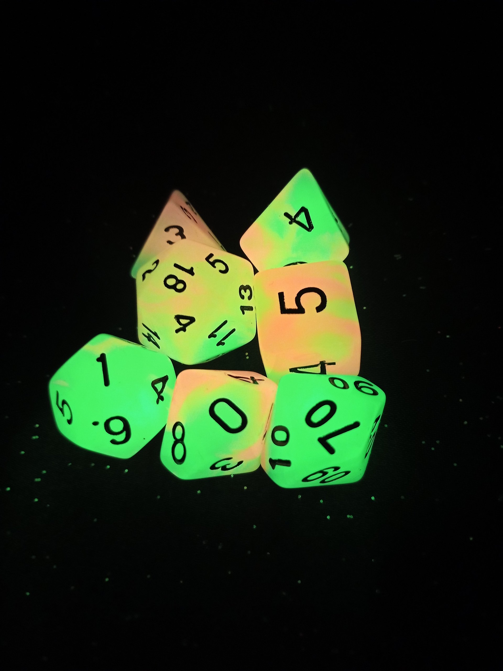 7 Piece RPG Dice - Glow in the Dark product image (2)