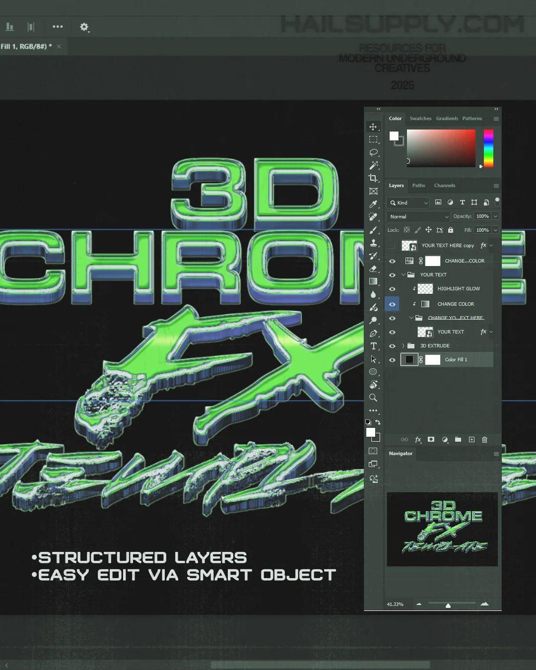 FREE 3D PHOTOSHOP CHROME TEXT EFFECT product image (3)