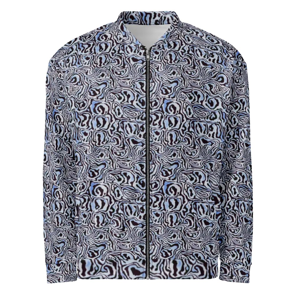 Blue Black Snake Pattern Bomber Jacket product image (1)