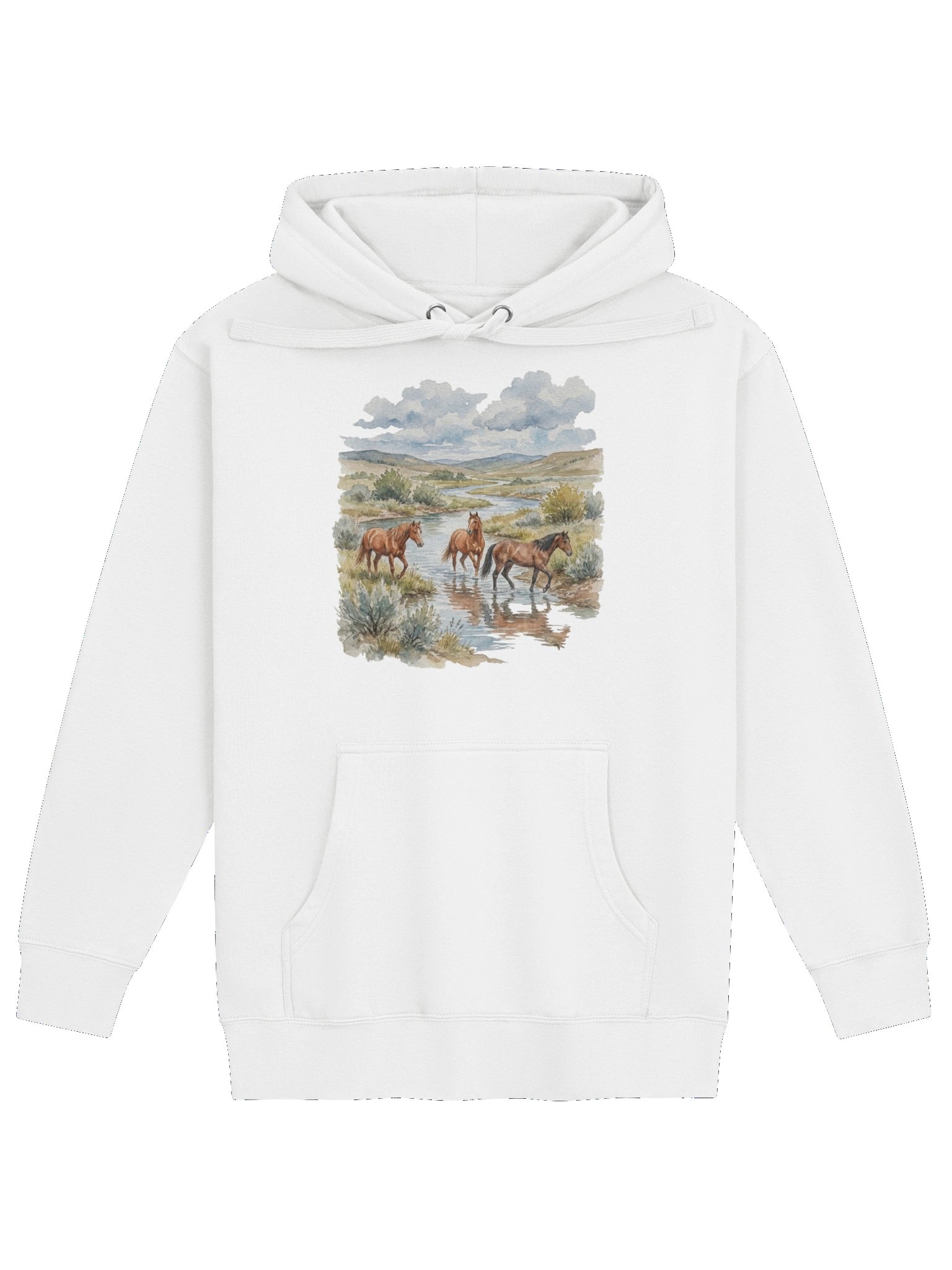 Horses by Lake frame hoodie product image (57)