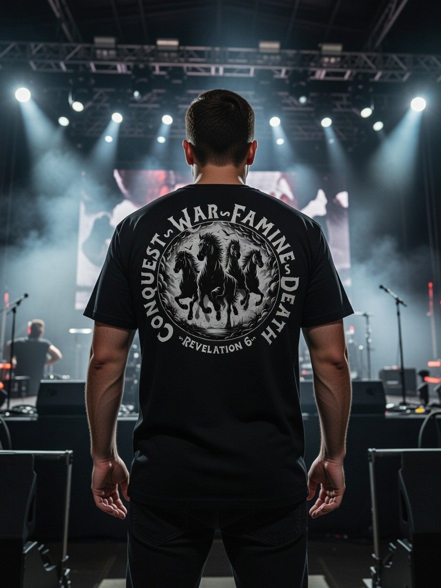 Four Horsemen of the Apocalypse T-Shirt – Christian Revelation Conquest, War, Famine, Death Tee product image (6)