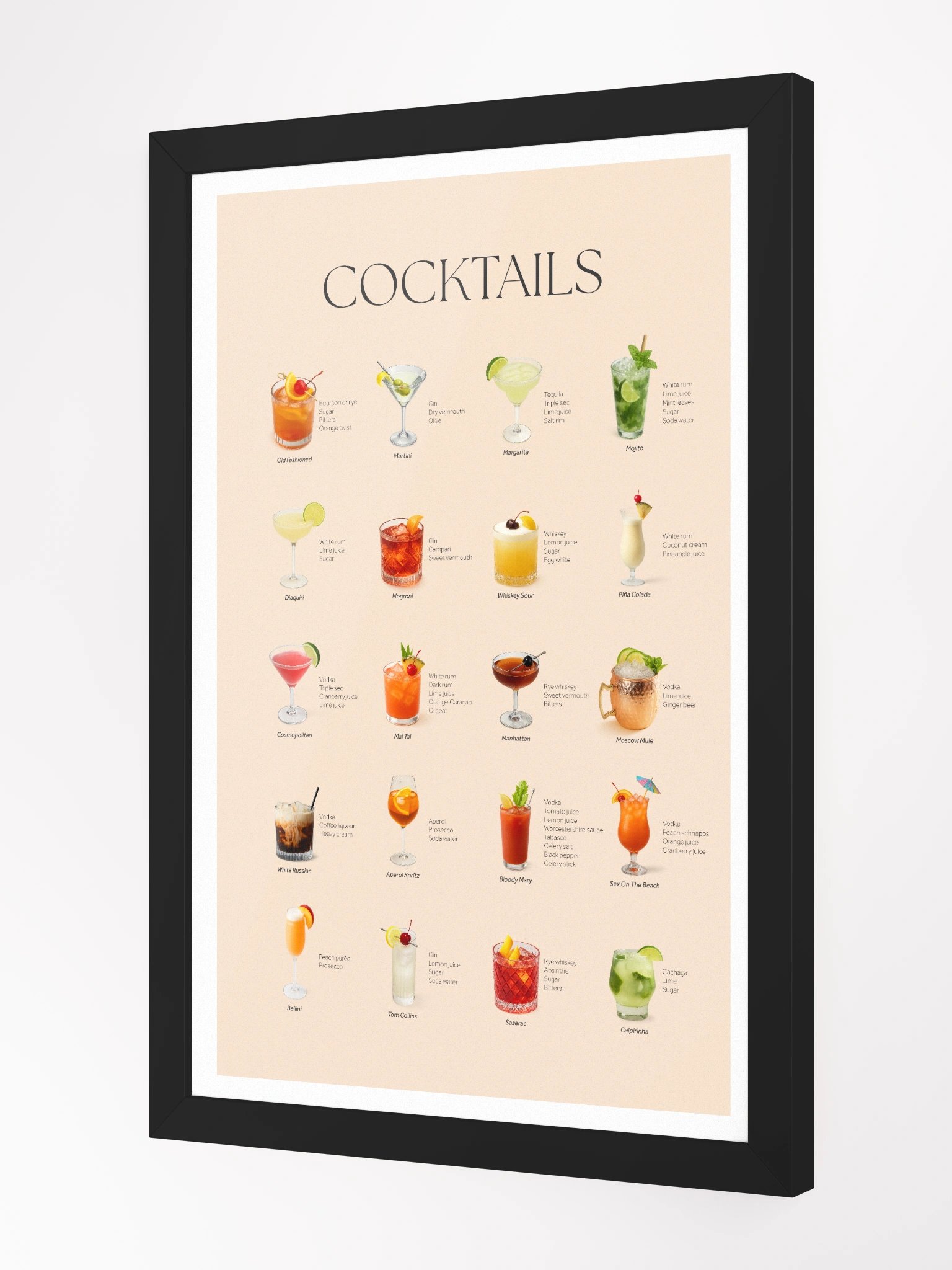 Classic Cocktails Framed Art Print product image (7)