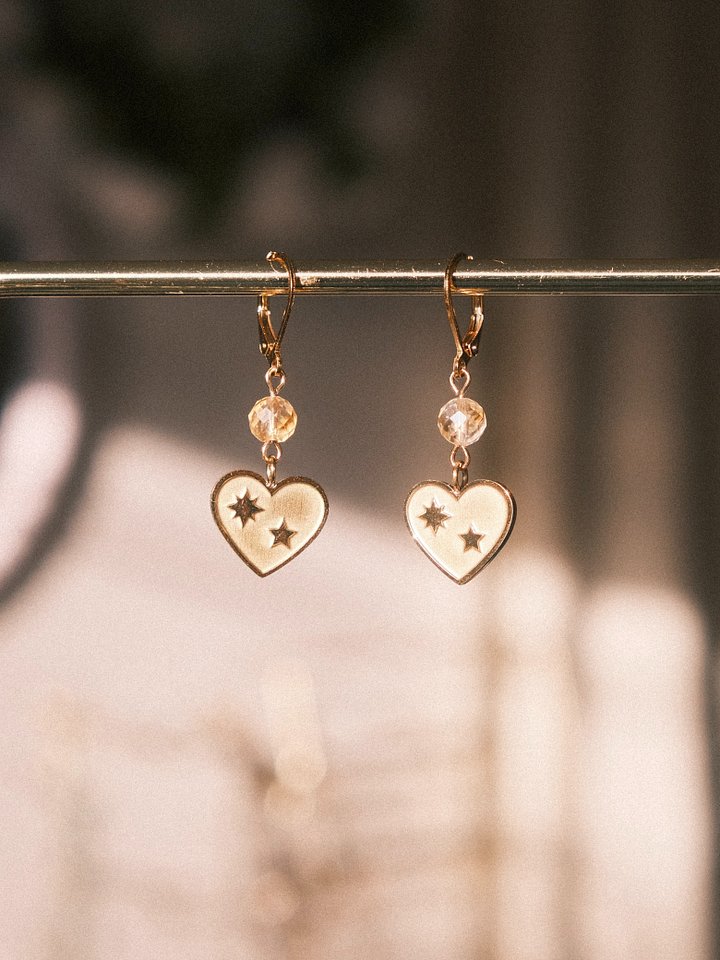 Starry heart - Citrine earrings 💖 product image (2)