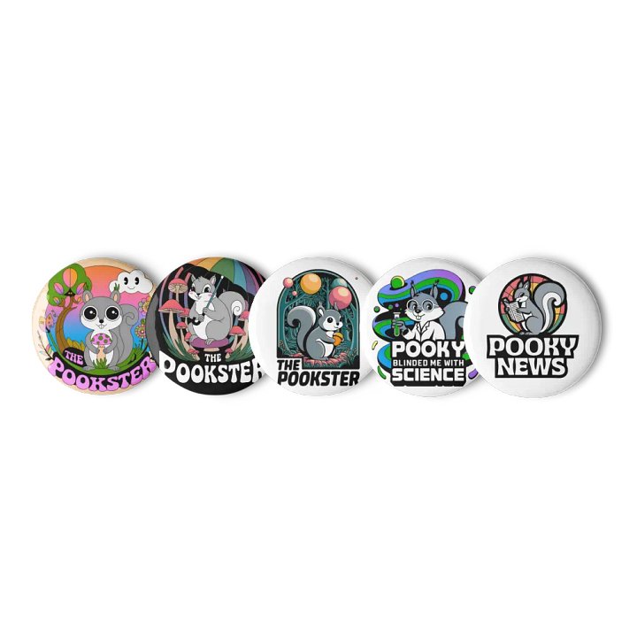 Original Pooky Artwork Buttons: Set of Five -N product image (1)