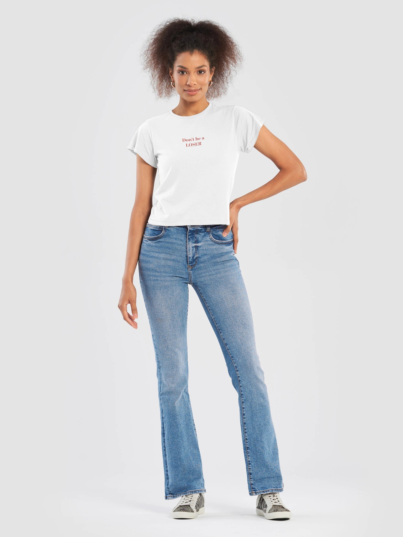 Don't be a LOSER white womens high waisted Tee product image (7)