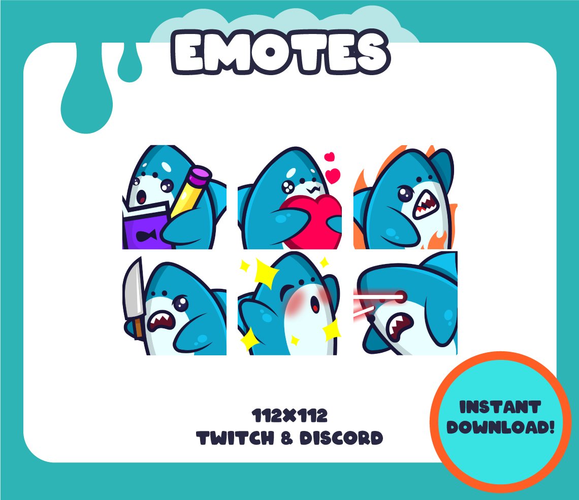 Cute Shark Emotes (STATIC) product image (1)