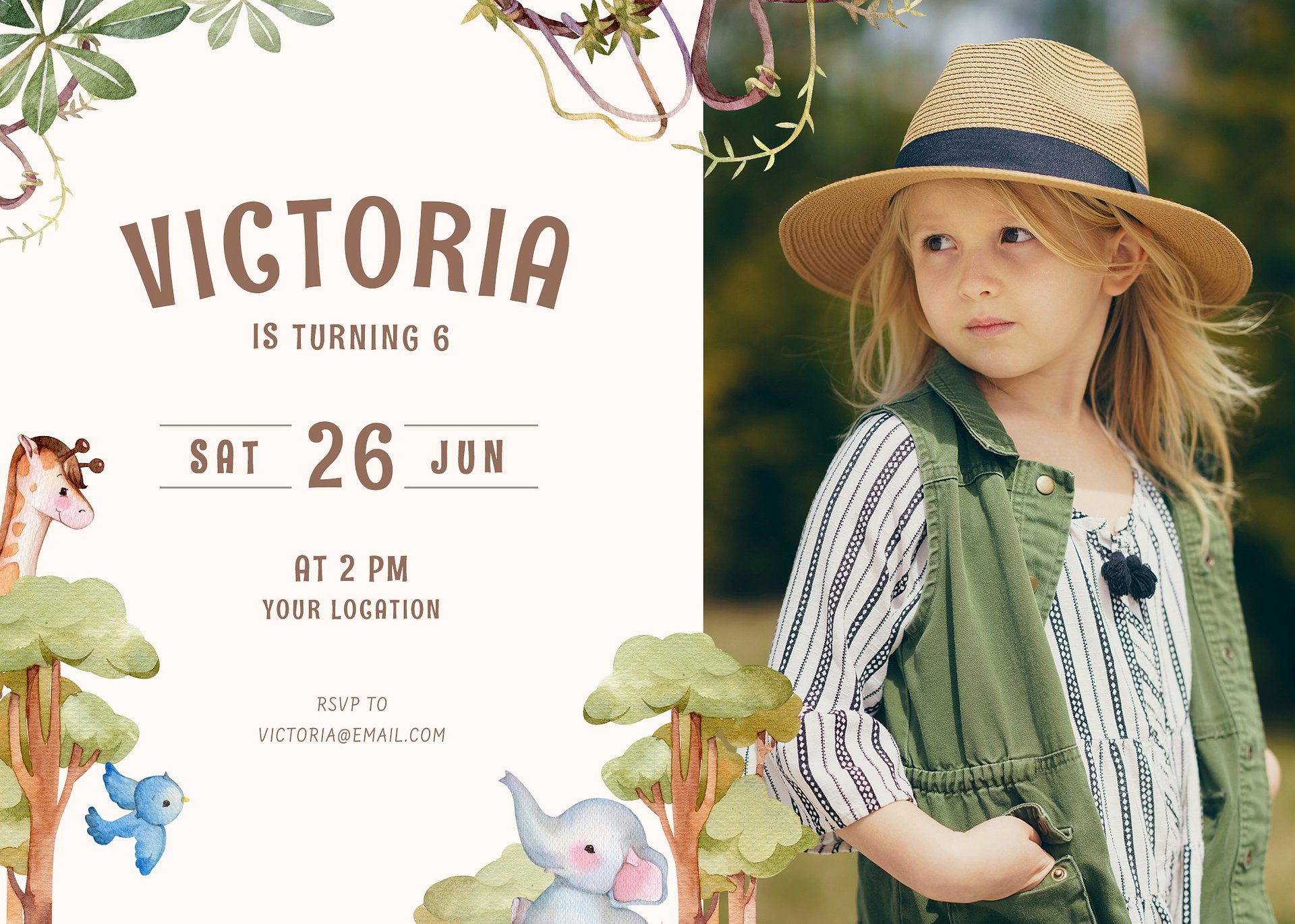 Jungle Theme Birthday Invitation PSD product image (4)