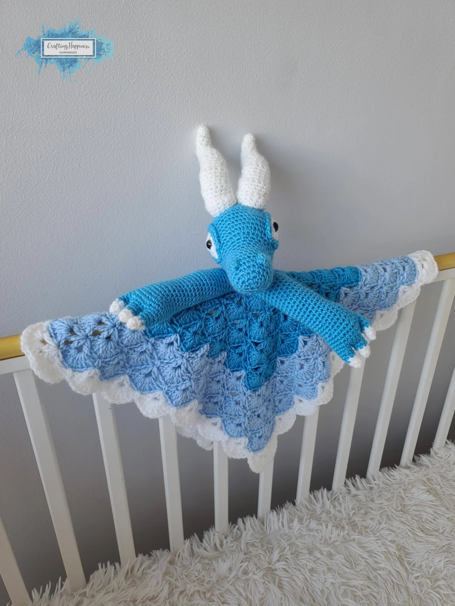 Blizzard Ice Dragon Crochet Lovey Pattern | Amigurumi Toy (PDF Pattern) - Crafting Happiness product image (6)