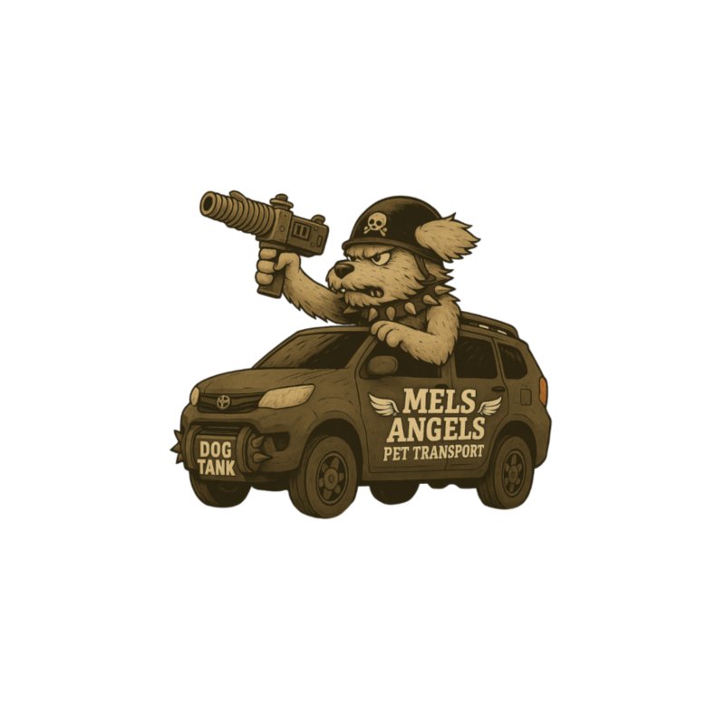 Mel’s Angels Dog Tank Magnet – Vintage Military Style Die-Cut Vinyl Magnet product image (4)