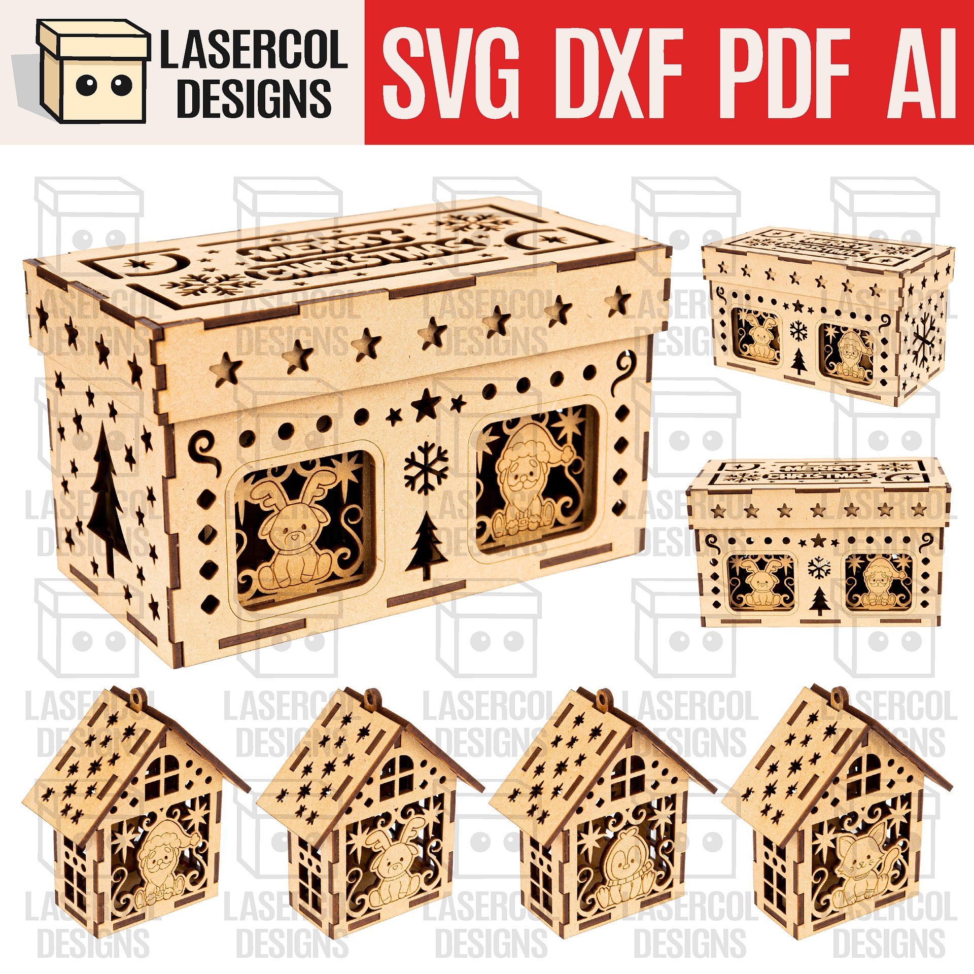 Christmas Characters Houses Ornaments Box Set 1 & Set 2 - Laser Cut Files product image (3)